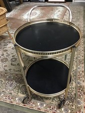 Vintage round  Drinks Hostess Trolley 2 Tier 1970's in gold