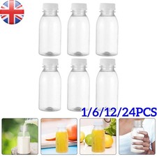 1/6/12/24Pcs Small Bottles with Lids Milk Bottles Clear Caps Fruit Juice Mini
