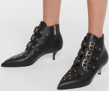 NEW ! £825 RED VALENTINO Studded Leather ANKLE BOOTS Heels Shoes 38 / 5 UK Bnwob