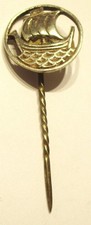 STERLING SILVER   RARE SCOTTISH CELTIC LONGBOAT STICK PIN JOHN HART IONA SILVER