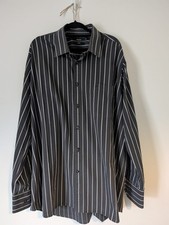 Melka Striped Mens Shirt Size 45/17.75 Long Sleeve, Classic Fit XXL