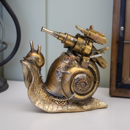 Gold steampunk snail ornament - snail,