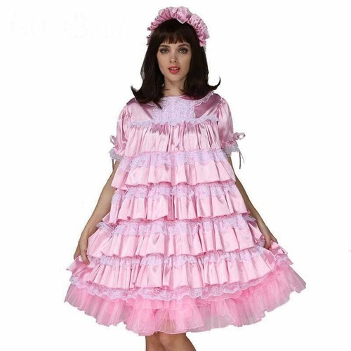 Sissy girl maid satin - satin, pink