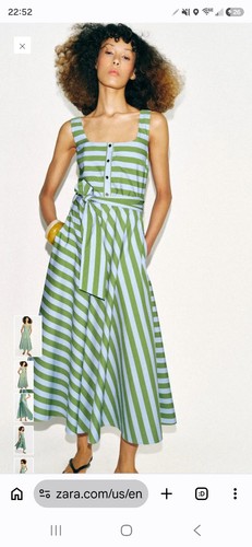 Zara striped belted midi dress - belted,