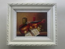 Framed violin oil painting - violin,