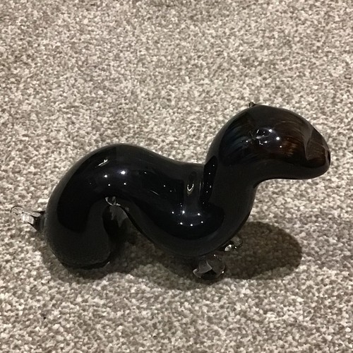 Murano brown glass otter - brown,