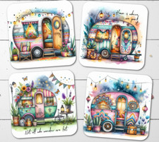 Set of 4 Boho Caravan Glossy