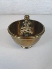 Vintage Solid Brass Portable Holy Water Baptismal Figural Bowl