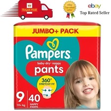 Pampers Baby-Dry Pants Size 9 19kg+ Pull-Up Disposable Nappies 40 Bulk Pack