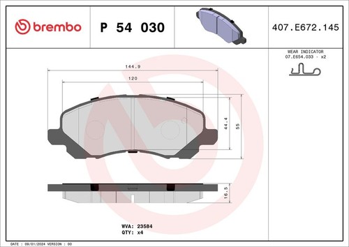 Brembo p54030 brake - p54030, pad