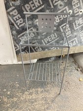 Grey Metal & Glass Bedside Side Table Unit Cabinet With Shelf