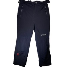 SPYDER Men's Ski Salopettes Trousers Black Waterproof Zipped Pockets Snow