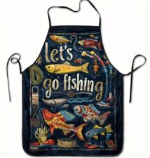 1pc Let's Go Fishing Apron - Adults Men Dad Son Grandad Novelty Gift