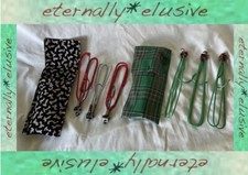 Vintage Mid Century Travel Folding Clothes Coat Hangers Tartan Floral Case Pouch