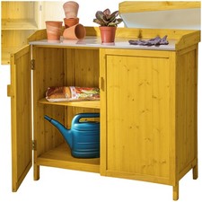 Plant table with floor cabinet