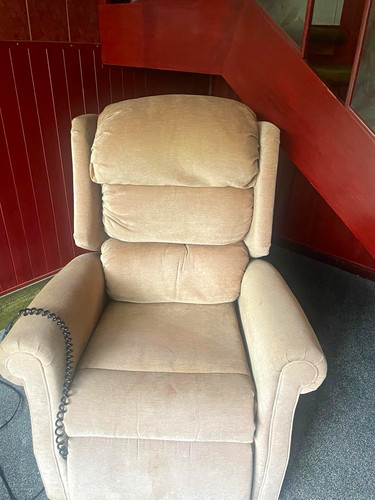 Beige fabric recliner armchair - beige,