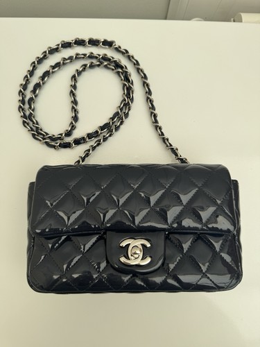 Chanel patent navy mini - patent,