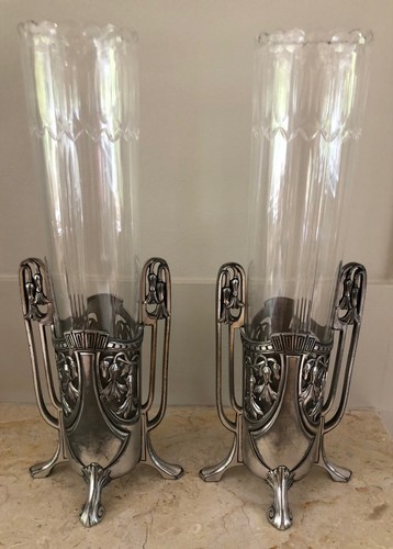 Pair wmf pewter - and, glass