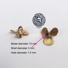 3 Blades RC Boat Metal Propeller D8/9/10/12mm Brass Props f Model 1.5mm Shaft