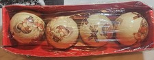 4 VINTAGE PAPER MACHE CHRISTMAS TREE BAUBLES