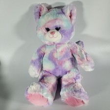 Build A Bear Workshop Kitty Cat Plush Teddy Tie Dye Pastel Swirl 16” With Sound