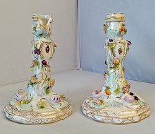 Pair Of "Meissen" Porcelain Candlesticks approx 15cms/6" tall