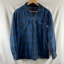 Wolverine Mens Zip Jacket M Medium Check Lumberjack Fleece Lined Shacket Blue
