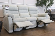 G Plan MALVERN LEDBURY Sea Mist Fabric ex-display  Power Reclining 3 Seat Sofa
