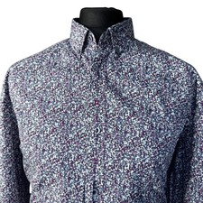 JEFF BANKS Shirt Mens XL (44-45") Long Sleeve Floral Print