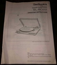 TECHNICS SL-BD22 RECORD TURNTABLE INSTRUCTION MANUAL (ORIGINAL - NOT A COPY)