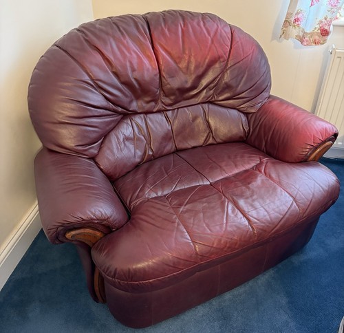 Burgundy faux leather - faux, armchair