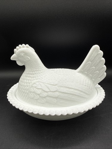 Vintage indiana glass hen - glass,