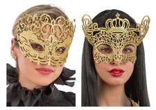 WOMENS VENETIAN MASK GOLD STYLE MASQUERADE FANCY DRESS CARNIVAL FILIGREE PARTY