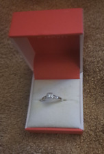 9ct White Gold, 0.04ct Total Diamond Cushion Ring. H Samuel, UK size N