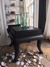 Little Vintage Stool Footstool Painted Dark Grey Rustic Country House