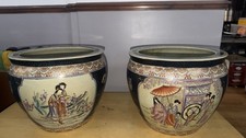 Large Chinese Handpainted Fish Bowl