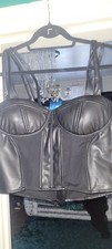 GOTHIC CORSET TOP -BLACK LEATHER LOOK-SIZE 18-BY ASOS- N.W.O.T.-GORGEOUS!!!