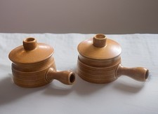 DENBY / LANGLEY VINTAGE LIDDED SOUP BOWLS WITH HANDLES X 2