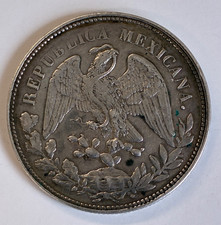 ANTIQUE MEXICAN SILVER 900 UN PESO COIN 1901 RAYS CAP CIRCULATED NUMISMATIST 27G