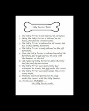 * Silky Terrier "Rules" -