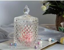 Pack of 3 Glass Storage Jar with Lid Decorative Crystal Candy Biscuit Jar 9X14CM