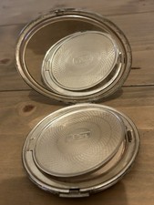 Large Ornate Silver Metal Vintage Compact Le Rage England Powder & Puff Intact 