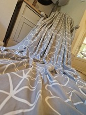 HUGE 66x90" Curtains Orla Kiely Linear Stem Leaf Silver Grey Eyelet 