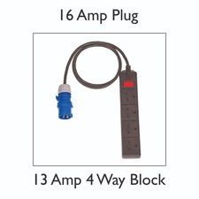 16Amp Plug to 13Amp 4 Gang