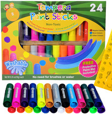 Paint Sticks for Children & Toddlers Quick Dry, Non Toxic, Free Splash mat 24pcs