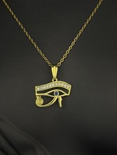 Gold Eye of Horus Pendant Necklace Ancient Egyptian Jewelry, Protection Amulet