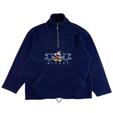 Disney Mickey Mouse Embroidered 1/4 Zip Jumper Navy Blue Medium