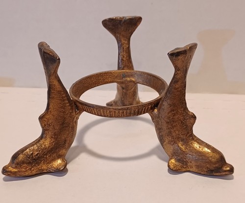 Vtg brass dolphin orb - brass, sphere