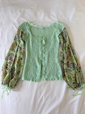 Zone Bleue Mint Floral Knit Top S