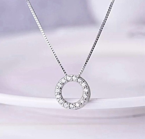 Silver circle pendant necklace - circle,